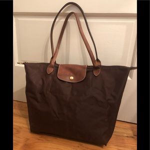 Longchamp Le Pliage medium brown tote